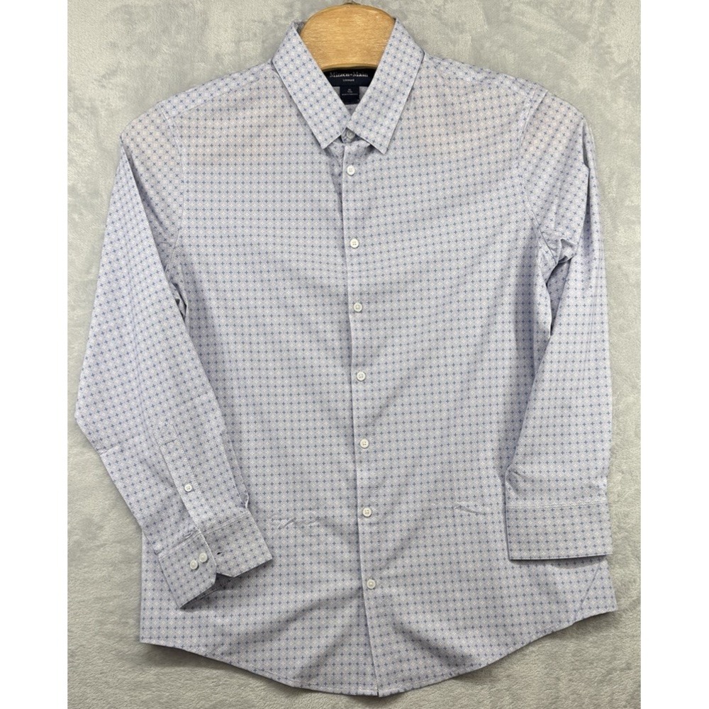 Mizzen+Main Leeward Dress Shirt Trim Fit Lilac Hatch Mark Long Sleeve XL NWT